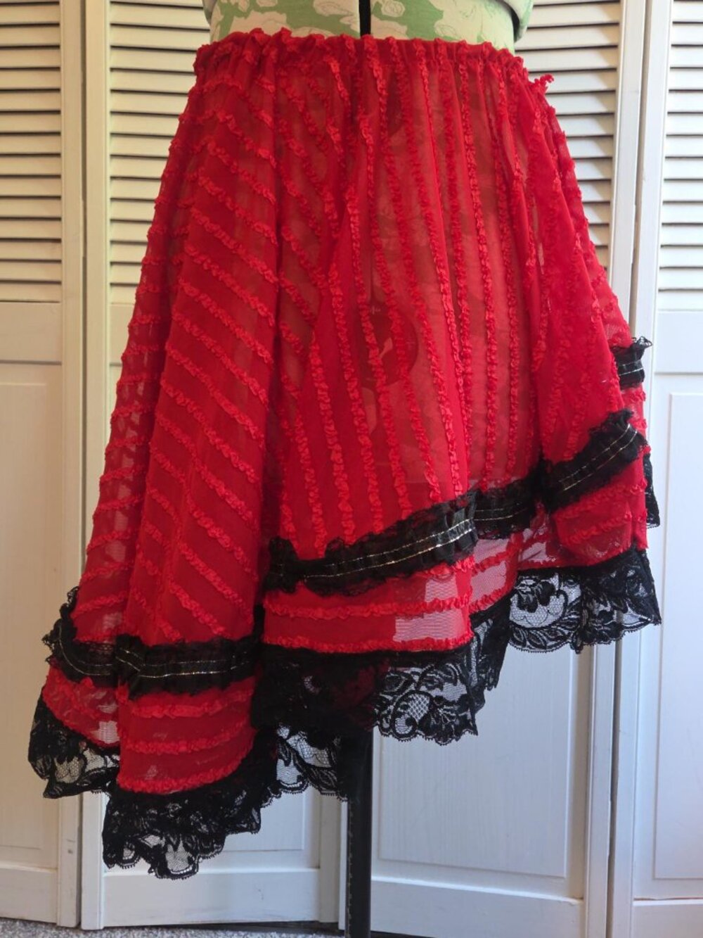 Red and Black Lace Skirt